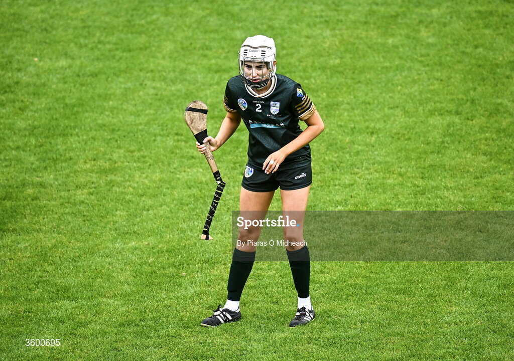 24 October 2026; Rebecca Kelly of Ireland with a broken hurl during the 2026 Camogie/Shinty International match between Ireland and Scotland at SuperValu Páirc Uí Chaoimh in Cork. Photo by Piaras Ó Mídheach/Sportsfile