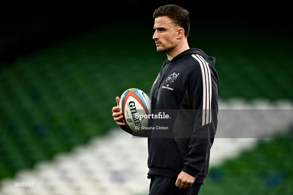 24 October 2026; Shane Daly of Munster before the United Rugby Championship match between Leinster and Munster at the Aviva Stadium in Dublin. Photo by Shauna Clinton/Sportsfile