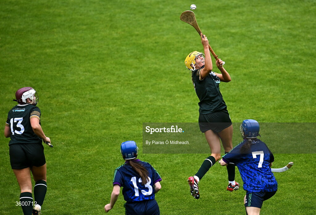 24 October 2026; Dearbhla Magee of Ireland in action against Caitlin MacLean of Scotland, 7, during the 2026 Camogie/Shinty International match between Ireland and Scotland at SuperValu Páirc Uí Chaoimh in Cork. Photo by Piaras Ó Mídheach/Sportsfile