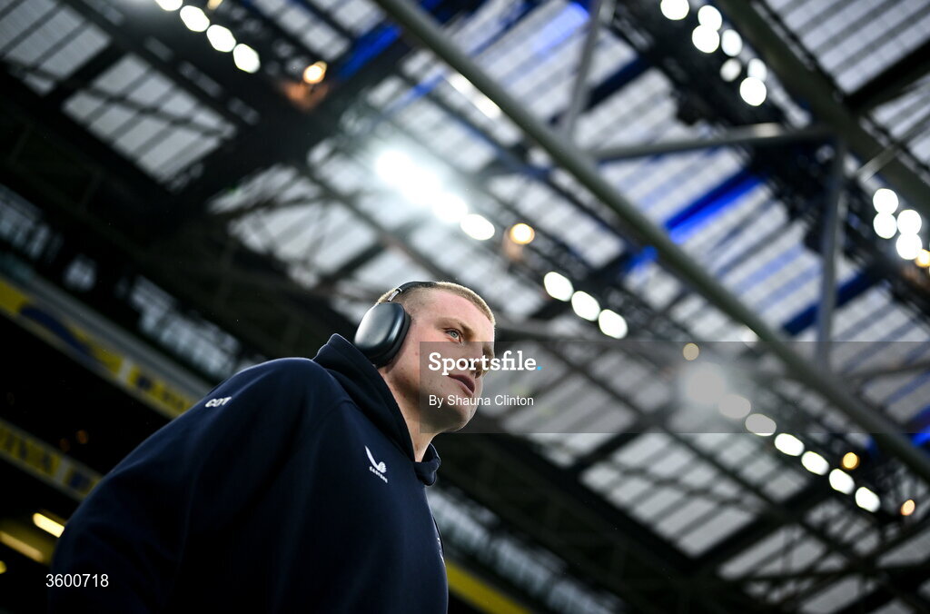 24 October 2026; Conor O'Tighearnaigh of Leinster before the United Rugby Championship match between Leinster and Munster at the Aviva Stadium in Dublin. Photo by Shauna Clinton/Sportsfile