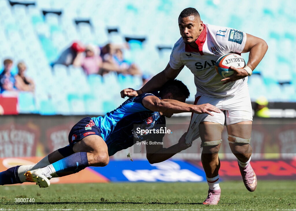 24 October 2026; Juarno Augustus of Ulster in action during the United Rugby Championship match between Vodacom Bulls and Ulster at Loftus Versfeld in Pretoria, South Africa. Photo by Nic Bothma/Sportsfile