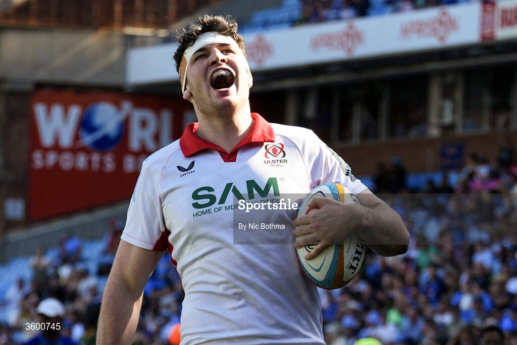 24 October 2026; James McKillop of Ulster reacts during the United Rugby Championship match between Vodacom Bulls and Ulster at Loftus Versfeld in Pretoria, South Africa. Photo by Nic Bothma/Sportsfile