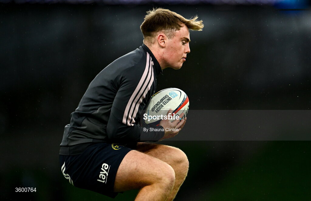24 October 2026; Charlie O'Shea of Munster warms up before the United Rugby Championship match between Leinster and Munster at the Aviva Stadium in Dublin. Photo by Shauna Clinton/Sportsfile