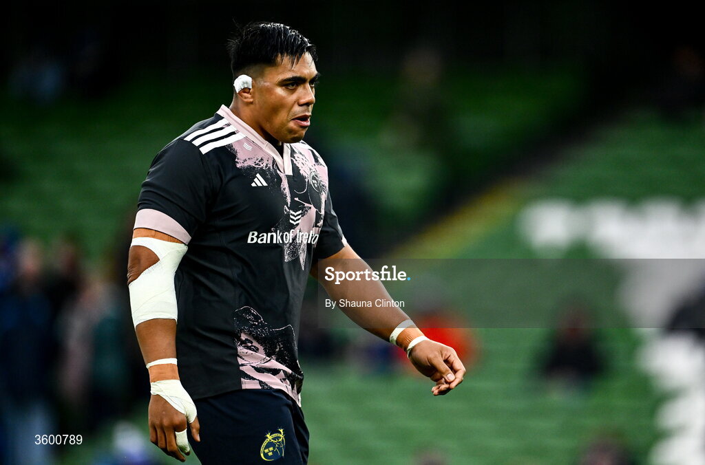 24 October 2026; Michael Ala'alatoa of Munster before the United Rugby Championship match between Leinster and Munster at the Aviva Stadium in Dublin. Photo by Shauna Clinton/Sportsfile