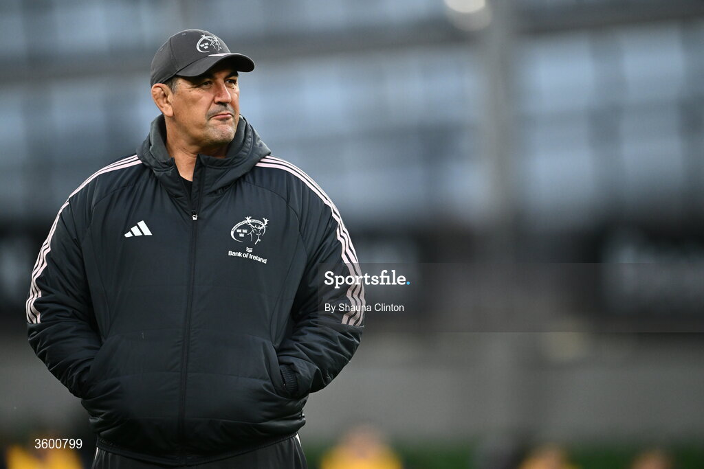 24 October 2026; Munster head coach Clayton McMillan before the United Rugby Championship match between Leinster and Munster at the Aviva Stadium in Dublin. Photo by Shauna Clinton/Sportsfile