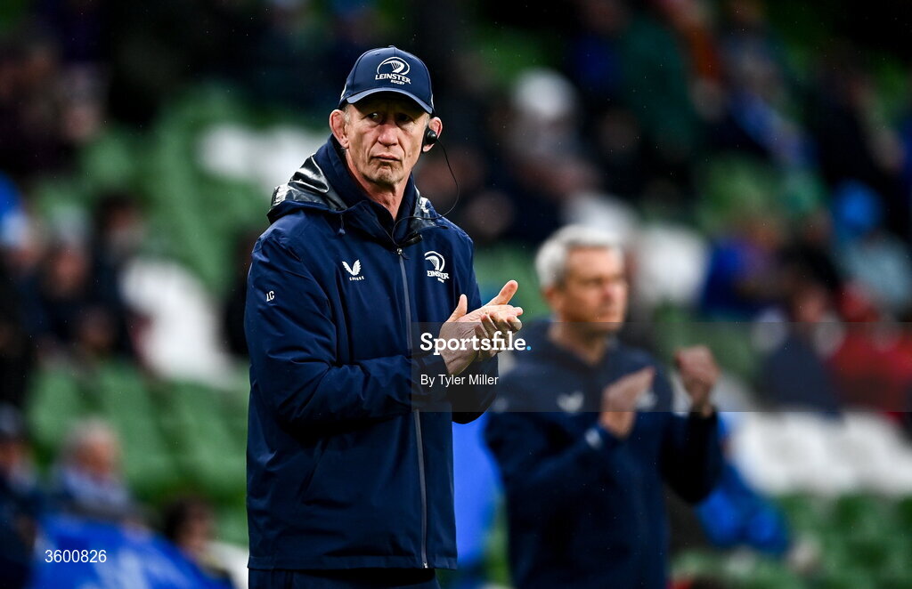 24 October 2026; Leinster head coach Leo Cullen before the United Rugby Championship match between Leinster and Munster at the Aviva Stadium in Dublin. Photo by Tyler Miller/Sportsfile