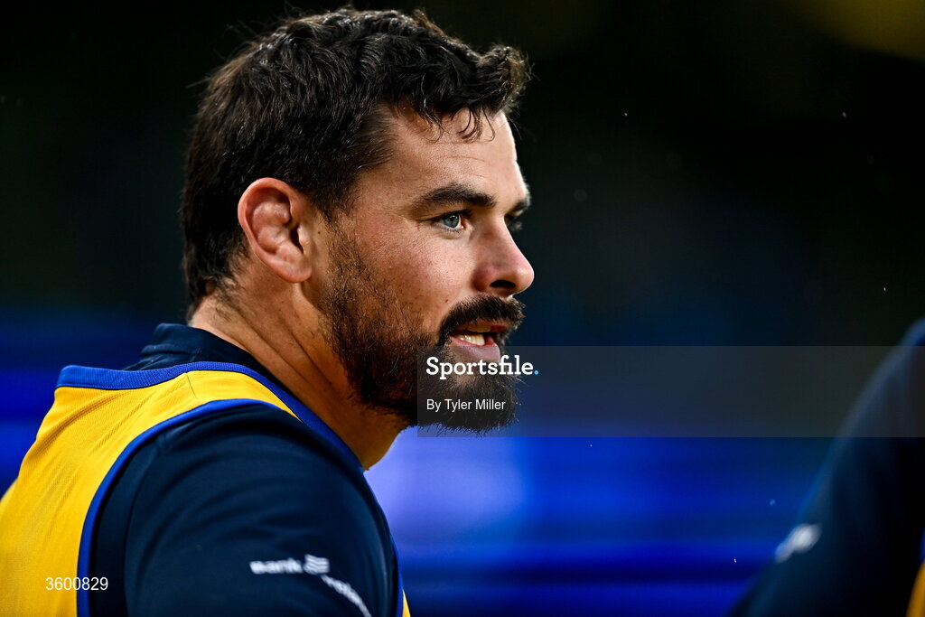24 October 2026; Max Deegan of Leinster before the United Rugby Championship match between Leinster and Munster at the Aviva Stadium in Dublin. Photo by Tyler Miller/Sportsfile