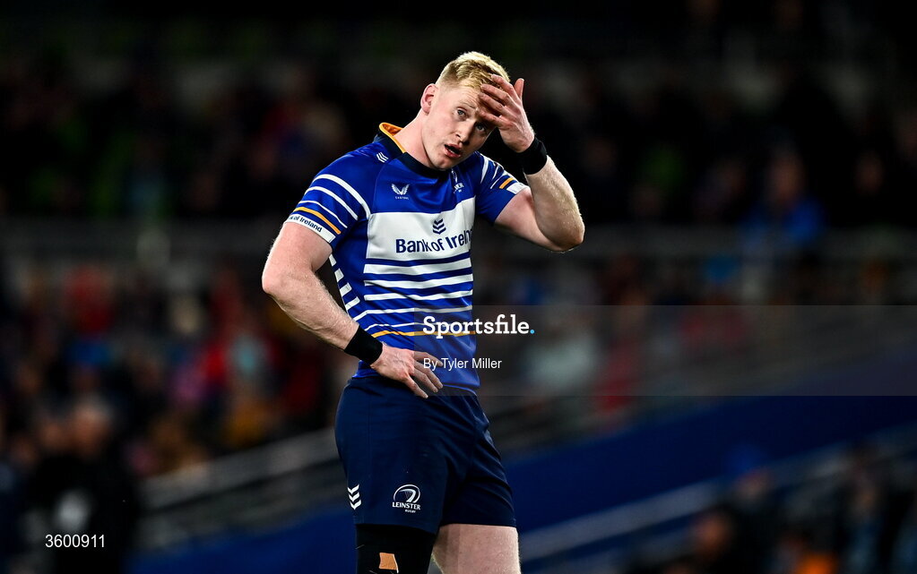 24 October 2026; Jamie Osborne of Leinster during the United Rugby Championship match between Leinster and Munster at the Aviva Stadium in Dublin. Photo by Tyler Miller/Sportsfile