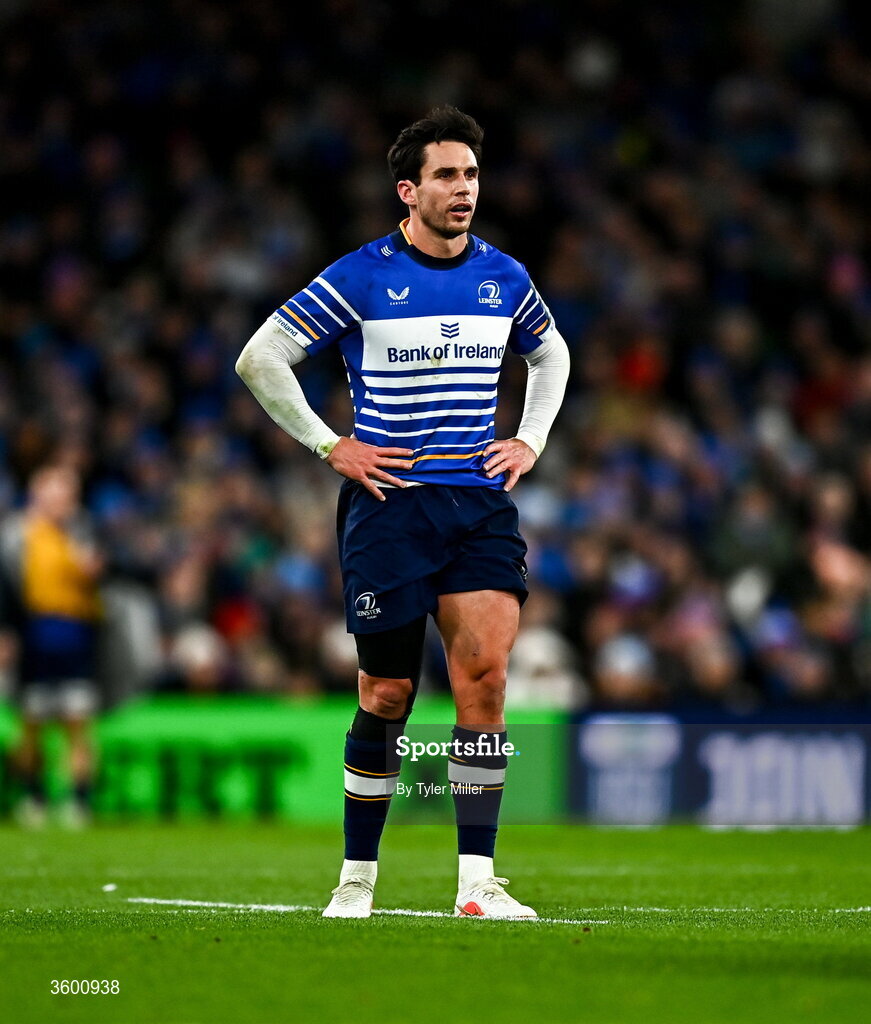 24 October 2026; Joey Carbery of Leinster during the United Rugby Championship match between Leinster and Munster at the Aviva Stadium in Dublin. Photo by Tyler Miller/Sportsfile