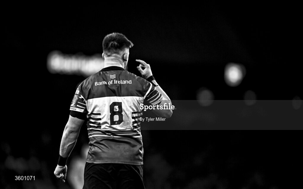 24 October 2026; (EDITOR'S NOTE; Image has been converted to black and white) Dan Sheehan of Leinster during the United Rugby Championship match between Leinster and Munster at the Aviva Stadium in Dublin. Photo by Tyler Miller/Sportsfile