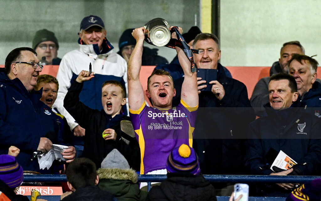 24 October 2026; Kilmacud Crokes captain Oisin O'Rorke lifts the cup after the PTSB Dublin County Senior Club Hurling Championship final match between Cuala and Kilmacud Crokes at Parnell Park in Dublin. Photo by Ben McShane/Sportsfile