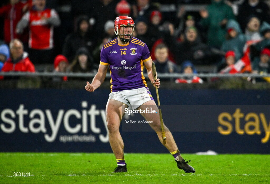 24 October 2026; Alex Considine of Kilmacud Crokes celebrates a point during the PTSB Dublin County Senior Club Hurling Championship final match between Cuala and Kilmacud Crokes at Parnell Park in Dublin. Photo by Ben McShane/Sportsfile