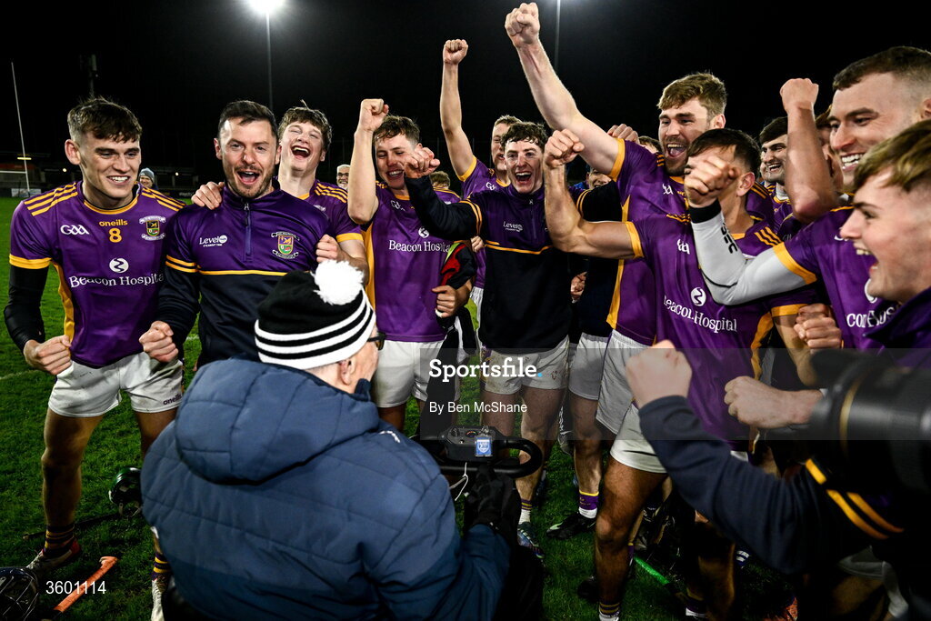 24 October 2026; Kilmacud Crokes supporter and member Mick Hynes celebrates with the players on the pitch after the PTSB Dublin County Senior Club Hurling Championship final match between Cuala and Kilmacud Crokes at Parnell Park in Dublin. Photo by Ben McShane/Sportsfile