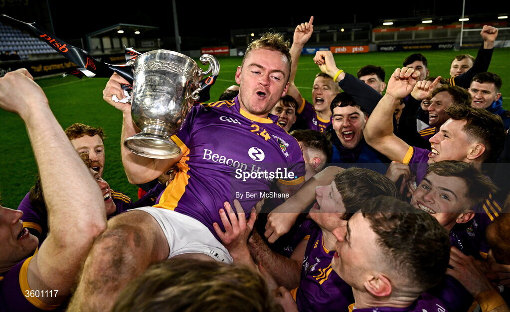 24 October 2026; Kilmacud Crokes captain Oisin O'Rorke celebrates with his teammates and the cup after after the PTSB Dublin County Senior Club Hurling Championship final match between Cuala and Kilmacud Crokes at Parnell Park in Dublin. Photo by Ben McShane/Sportsfile