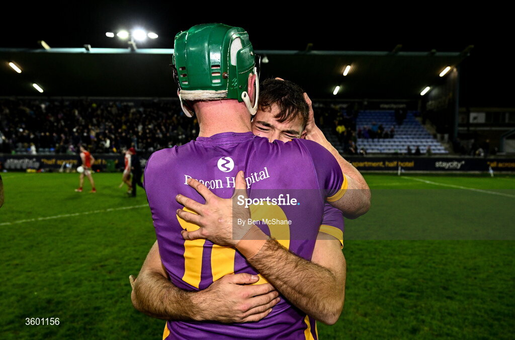 24 October 2026; Brendan Kenny, right, and Fergal Whitely of Kilmacud Crokes celebrate after the PTSB Dublin County Senior Club Hurling Championship final match between Cuala and Kilmacud Crokes at Parnell Park in Dublin. Photo by Ben McShane/Sportsfile