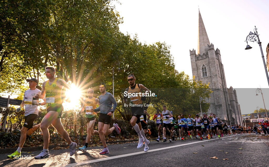 25 October 2026; Participants during the 2026 Irish Life Dublin Marathon, as thousands of runners took to the streets of Dublin for the 45th running of the event. Photo by Ramsey Cardy/Sportsfile