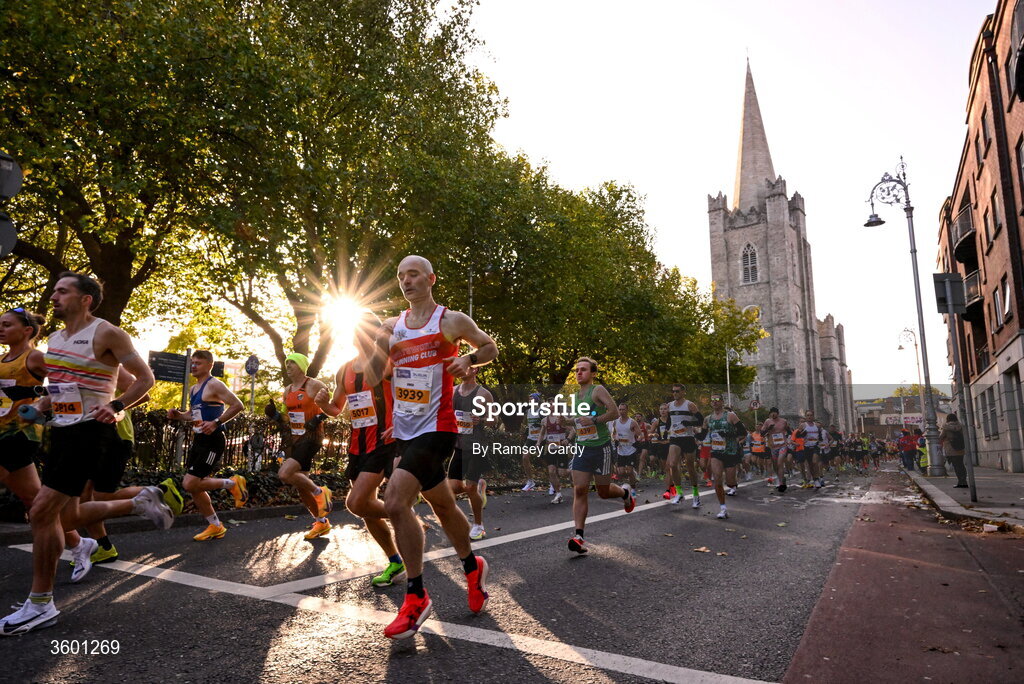 25 October 2026; Participants during the 2026 Irish Life Dublin Marathon, as thousands of runners took to the streets of Dublin for the 45th running of the event. Photo by Ramsey Cardy/Sportsfile