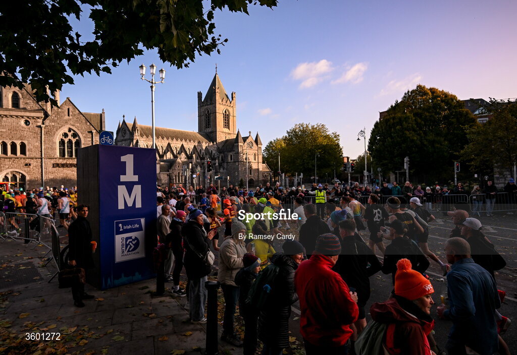 25 October 2026; Participants during the 2026 Irish Life Dublin Marathon, as thousands of runners took to the streets of Dublin for the 45th running of the event. Photo by Ramsey Cardy/Sportsfile