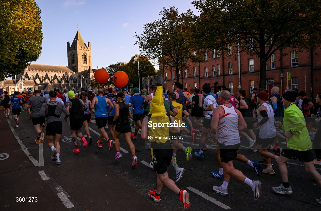 25 October 2026; Participants during the 2026 Irish Life Dublin Marathon, as thousands of runners took to the streets of Dublin for the 45th running of the event. Photo by Ramsey Cardy/Sportsfile