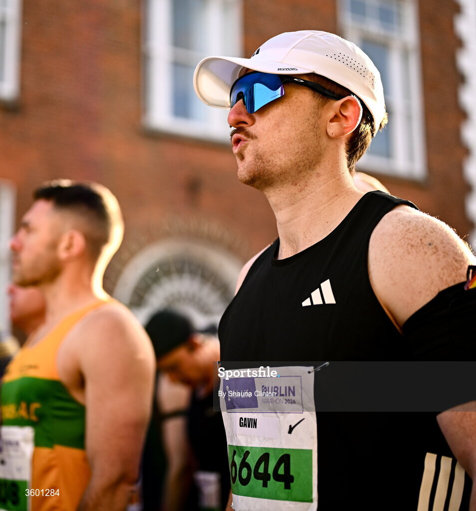 25 October 2026; Gavin Davis during the 2026 Irish Life Dublin Marathon, as thousands of runners took to the streets of Dublin for the 45th running of the event. Photo by Shauna Clinton/Sportsfile