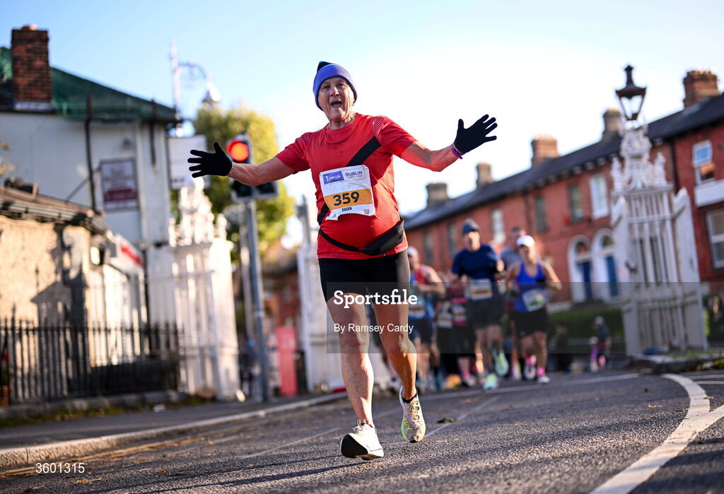 25 October 2026; Eileen O' Brien of Lucan Harriers AC, Dublin, during the 2026 Irish Life Dublin Marathon, as thousands of runners took to the streets of Dublin for the 45th running of the event. Photo by Ramsey Cardy/Sportsfile