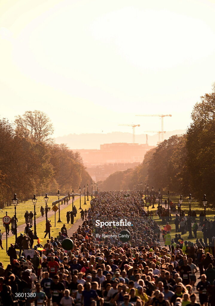 25 October 2026; Participants during the 2026 Irish Life Dublin Marathon, as thousands of runners took to the streets of Dublin for the 45th running of the event. Photo by Ramsey Cardy/Sportsfile