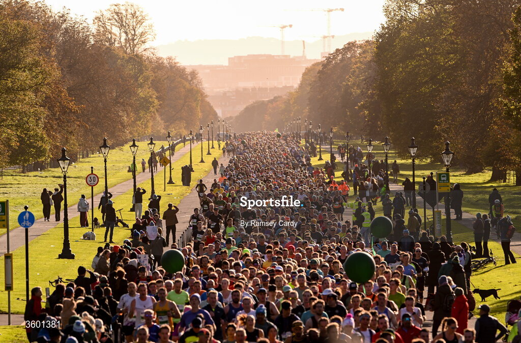 25 October 2026; Participants during the 2026 Irish Life Dublin Marathon, as thousands of runners took to the streets of Dublin for the 45th running of the event. Photo by Ramsey Cardy/Sportsfile