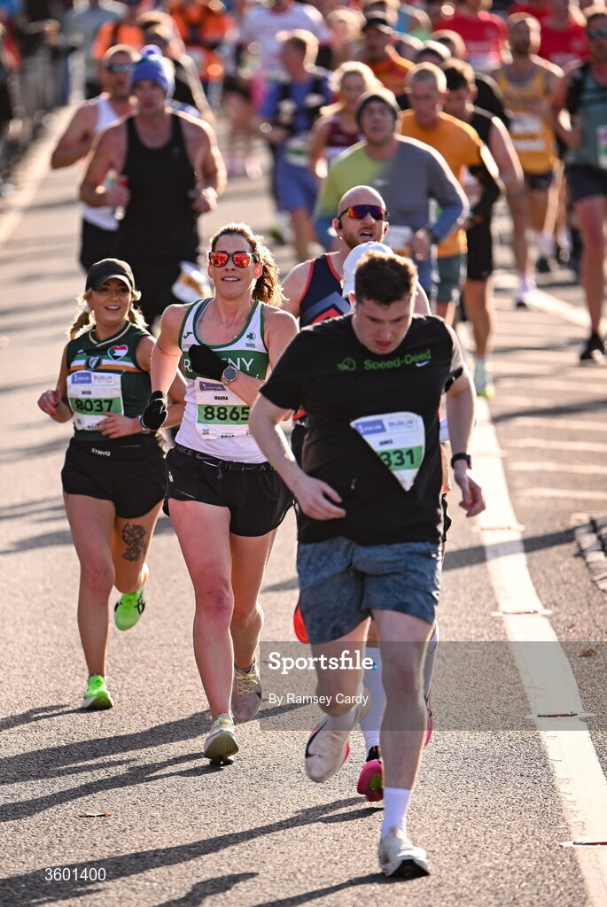25 October 2026; Participants during the 2026 Irish Life Dublin Marathon, as thousands of runners took to the streets of Dublin for the 45th running of the event. Photo by Ramsey Cardy/Sportsfile