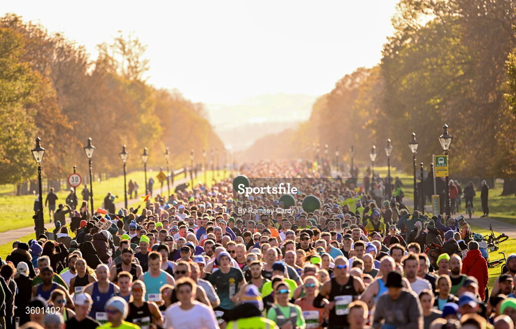 25 October 2026; Participants during the 2026 Irish Life Dublin Marathon, as thousands of runners took to the streets of Dublin for the 45th running of the event. Photo by Ramsey Cardy/Sportsfile
