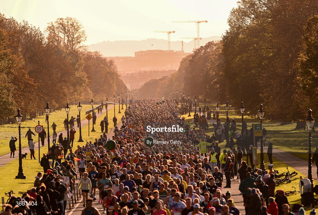 25 October 2026; Participants during the 2026 Irish Life Dublin Marathon, as thousands of runners took to the streets of Dublin for the 45th running of the event. Photo by Ramsey Cardy/Sportsfile