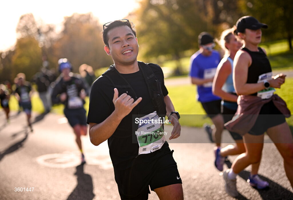 25 October 2026; Chester Cruz during the 2026 Irish Life Dublin Marathon, as thousands of runners took to the streets of Dublin for the 45th running of the event. Photo by Ramsey Cardy/Sportsfile