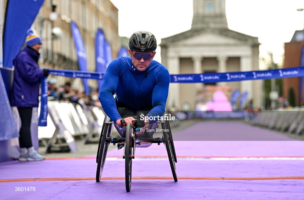 25 October 2026; Patrick Monahan of Ireland after finishing the 2026 Irish Life Dublin Marathon, as thousands of runners took to the streets of Dublin for the 45th running of the event. Photo by Sam Barnes/Sportsfile
