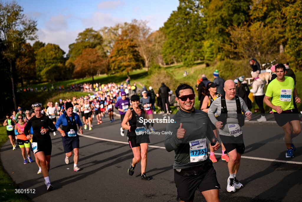 25 October 2026; Participants during the 2026 Irish Life Dublin Marathon, as thousands of runners took to the streets of Dublin for the 45th running of the event. Photo by Ramsey Cardy/Sportsfile