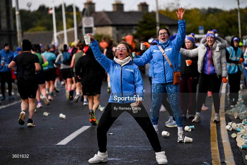 25 October 2026; Volunteers during the 2026 Irish Life Dublin Marathon, as thousands of runners took to the streets of Dublin for the 45th running of the event. Photo by Ramsey Cardy/Sportsfile