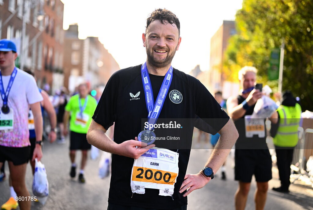 25 October 2026; Gavin White after the 2026 Irish Life Dublin Marathon, as thousands of runners took to the streets of Dublin for the 45th running of the event. Photo by Shauna Clinton/Sportsfile
