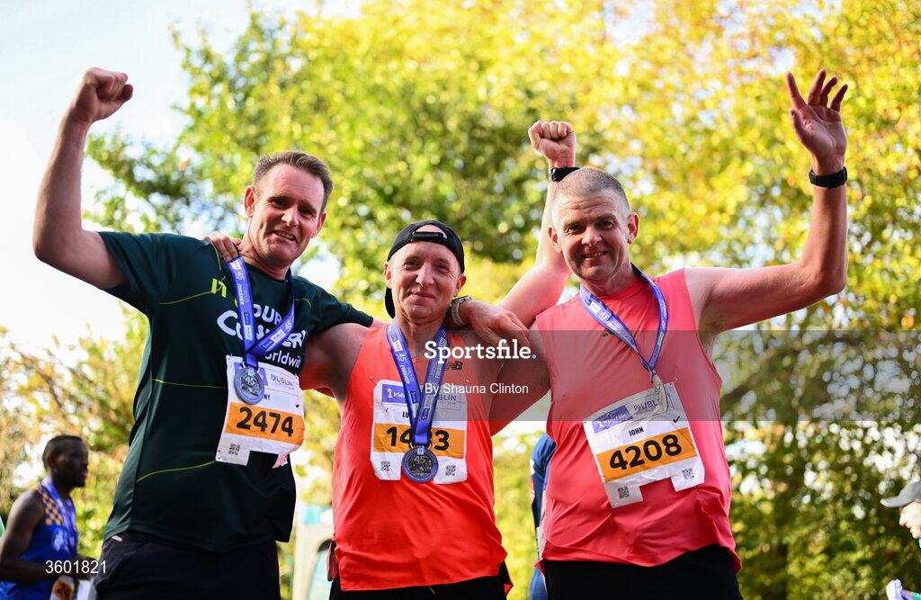 25 October 2026; Participants after the 2026 Irish Life Dublin Marathon, as thousands of runners took to the streets of Dublin for the 45th running of the event. Photo by Shauna Clinton/Sportsfile