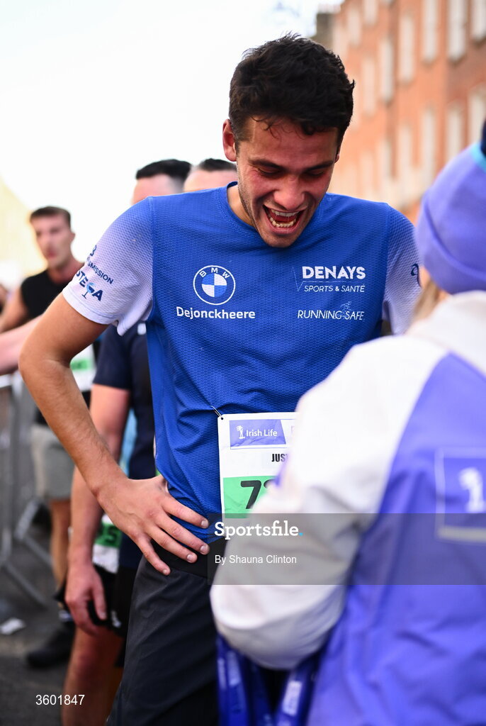 25 October 2026; Participants receive their finishers medals after the 2026 Irish Life Dublin Marathon, as thousands of runners took to the streets of Dublin for the 45th running of the event. Photo by Shauna Clinton/Sportsfile