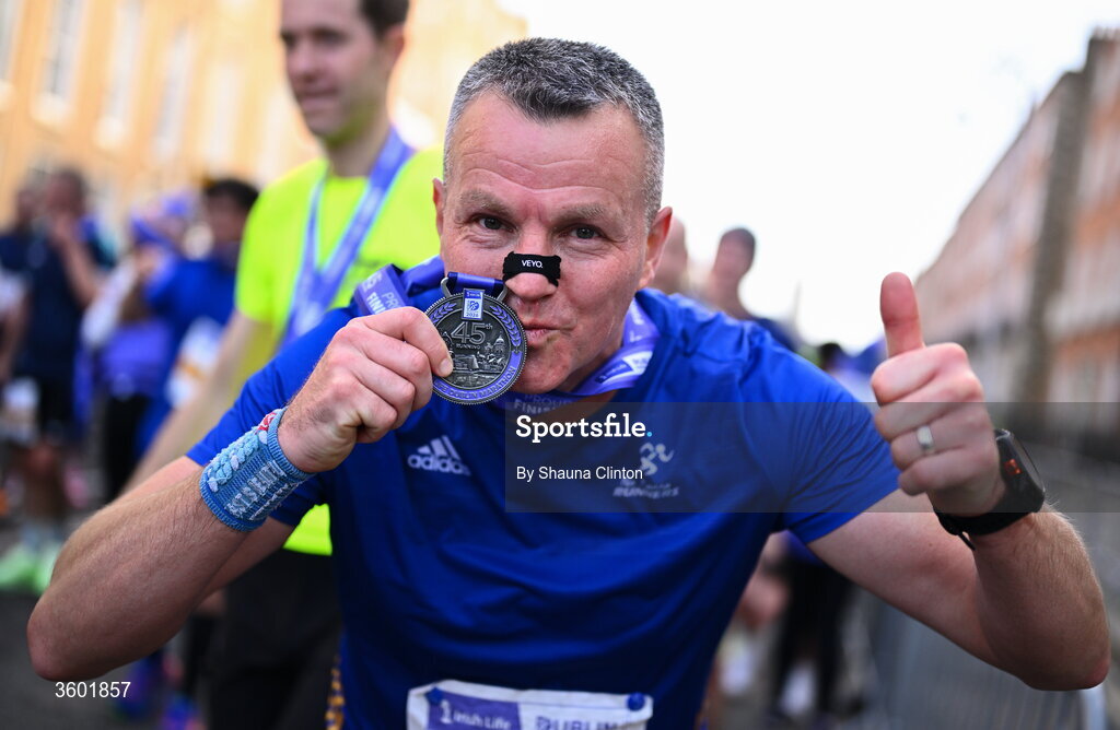25 October 2026; Participants after the 2026 Irish Life Dublin Marathon, as thousands of runners took to the streets of Dublin for the 45th running of the event. Photo by Shauna Clinton/Sportsfile