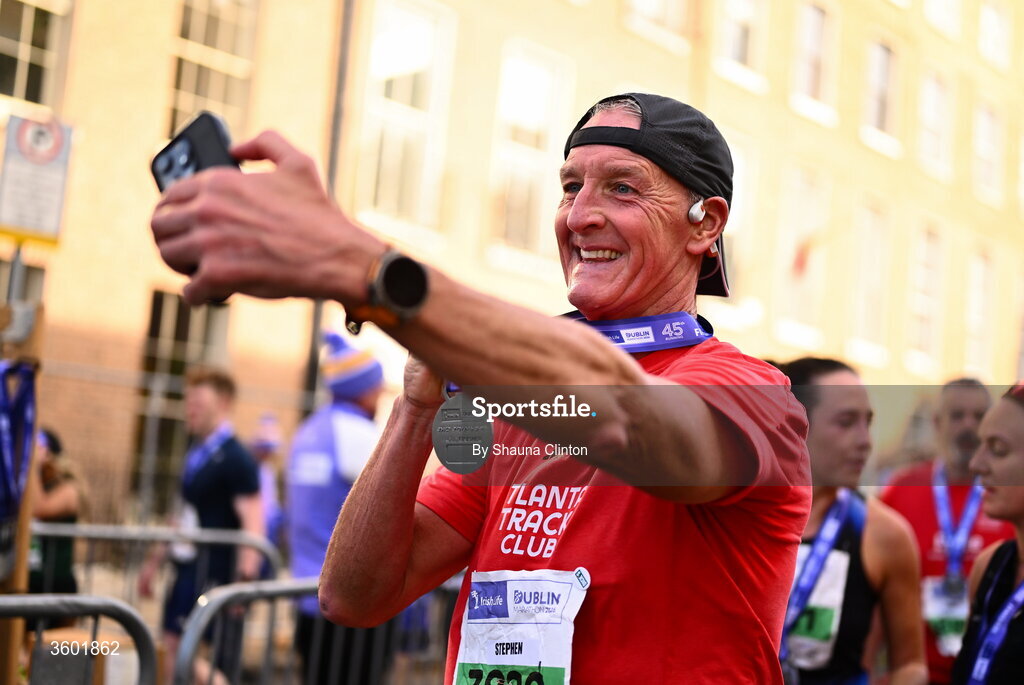25 October 2026; Participants after the 2026 Irish Life Dublin Marathon, as thousands of runners took to the streets of Dublin for the 45th running of the event. Photo by Shauna Clinton/Sportsfile