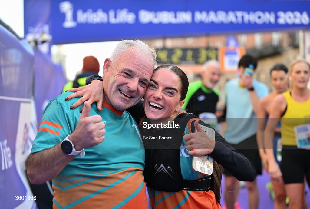 25 October 2026; Participants after the 2026 Irish Life Dublin Marathon, as thousands of runners took to the streets of Dublin for the 45th running of the event. Photo by Sam Barnes/Sportsfile