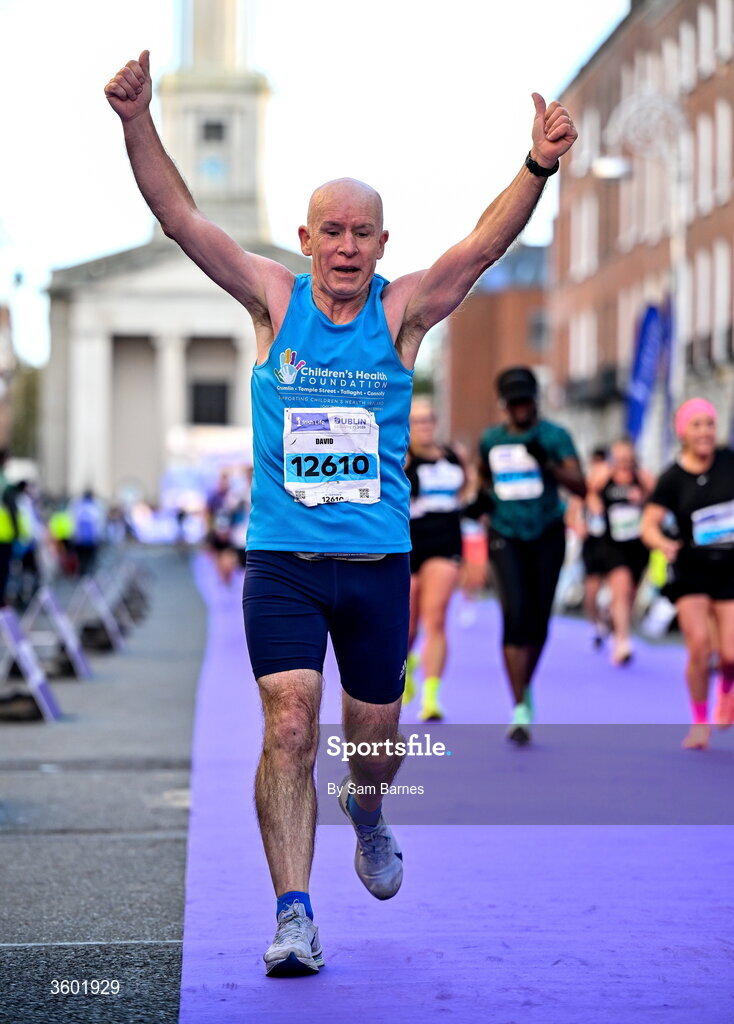 25 October 2026; David Morris after the 2026 Irish Life Dublin Marathon, as thousands of runners took to the streets of Dublin for the 45th running of the event. Photo by Sam Barnes/Sportsfile