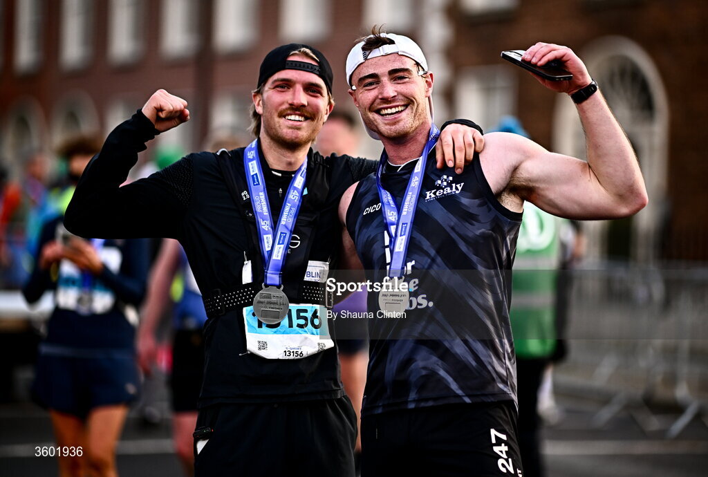 25 October 2026; Participants after the 2026 Irish Life Dublin Marathon, as thousands of runners took to the streets of Dublin for the 45th running of the event. Photo by Shauna Clinton/Sportsfile
