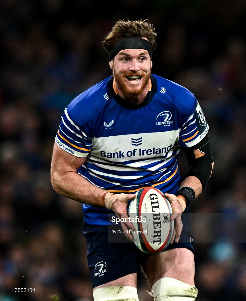 24 October 2026; Ryan Baird of Leinster during the United Rugby Championship match between Leinster and Munster at the Aviva Stadium in Dublin. Photo by David Fitzgerald/Sportsfile