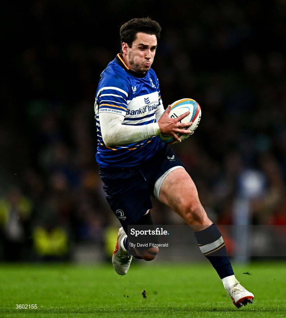 24 October 2026; Joey Carbery of Leinster during the United Rugby Championship match between Leinster and Munster at the Aviva Stadium in Dublin. Photo by David Fitzgerald/Sportsfile