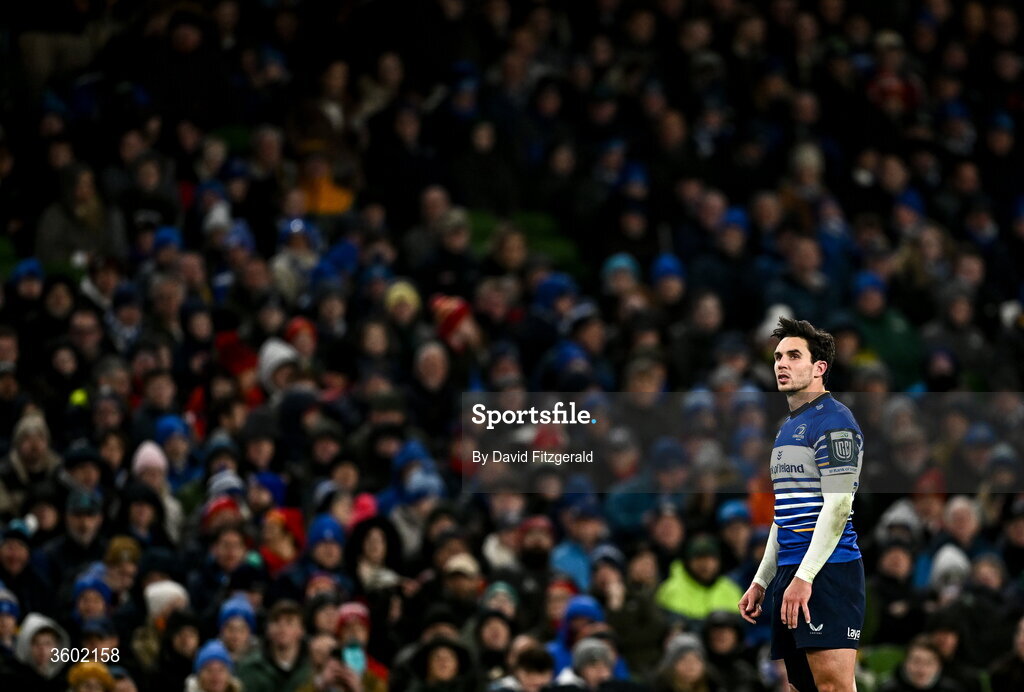 24 October 2026; Joey Carbery of Leinster during the United Rugby Championship match between Leinster and Munster at the Aviva Stadium in Dublin. Photo by David Fitzgerald/Sportsfile