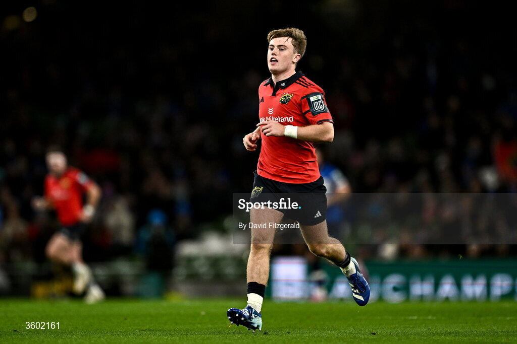 24 October 2026; Charlie O'Shea of Munster during the United Rugby Championship match between Leinster and Munster at the Aviva Stadium in Dublin. Photo by David Fitzgerald/Sportsfile