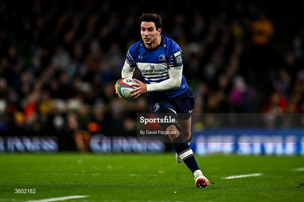 24 October 2026; Joey Carbery of Leinster during the United Rugby Championship match between Leinster and Munster at the Aviva Stadium in Dublin. Photo by David Fitzgerald/Sportsfile