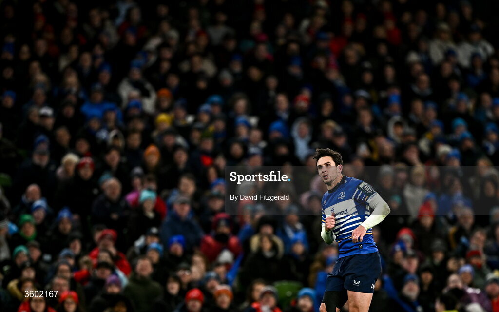 24 October 2026; Joey Carbery of Leinster during the United Rugby Championship match between Leinster and Munster at the Aviva Stadium in Dublin. Photo by David Fitzgerald/Sportsfile