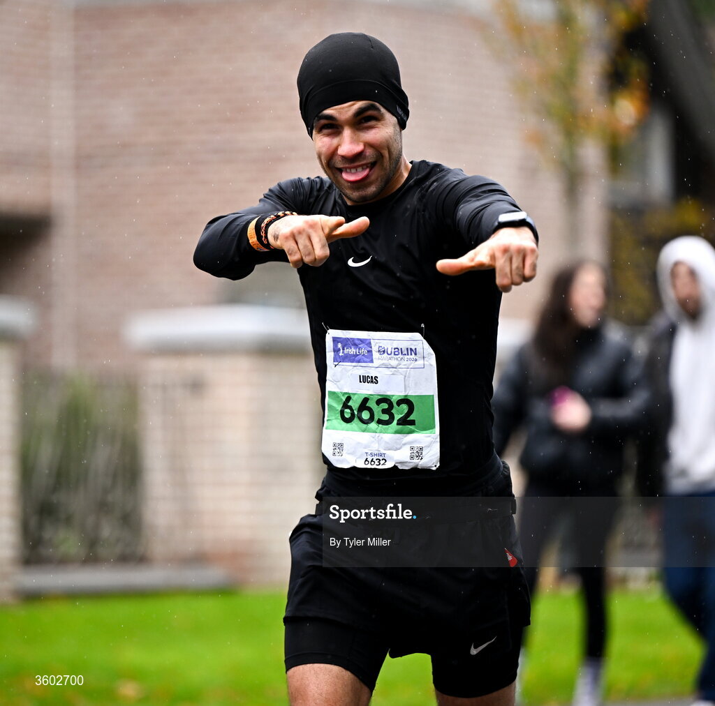 25 October 2026; Lucas Medeiros during the 2026 Irish Life Dublin Marathon, as thousands of runners took to the streets of Dublin for the 45th running of the event. Photo by Tyler Miller/Sportsfile