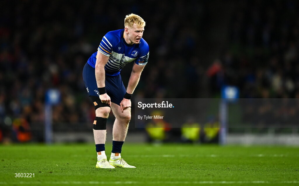 24 October 2026; Jamie Osborne of Leinster during the United Rugby Championship match between Leinster and Munster at the Aviva Stadium in Dublin. Photo by Tyler Miller/Sportsfile
